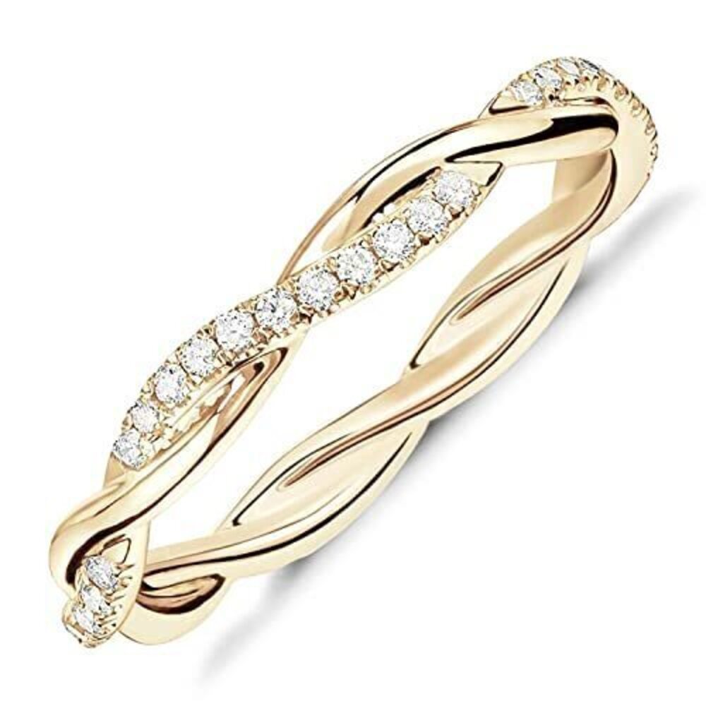 2959 18K Gold Vermeil Cubic Zirconia Twisted Rope Eternity Band Yellow Gold